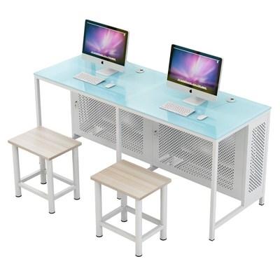 学校机房电脑双人桌多媒体学生用的课桌培训电脑桌子教室桌椅工厂